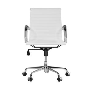 Silla Riunioni Baja Piel Ruedas Blanco