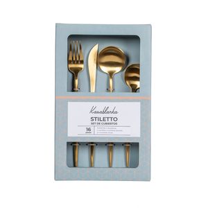 Set de 16 cubiertos dorado básicos