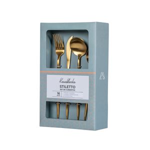 Set de 16 cubiertos dorado básicos